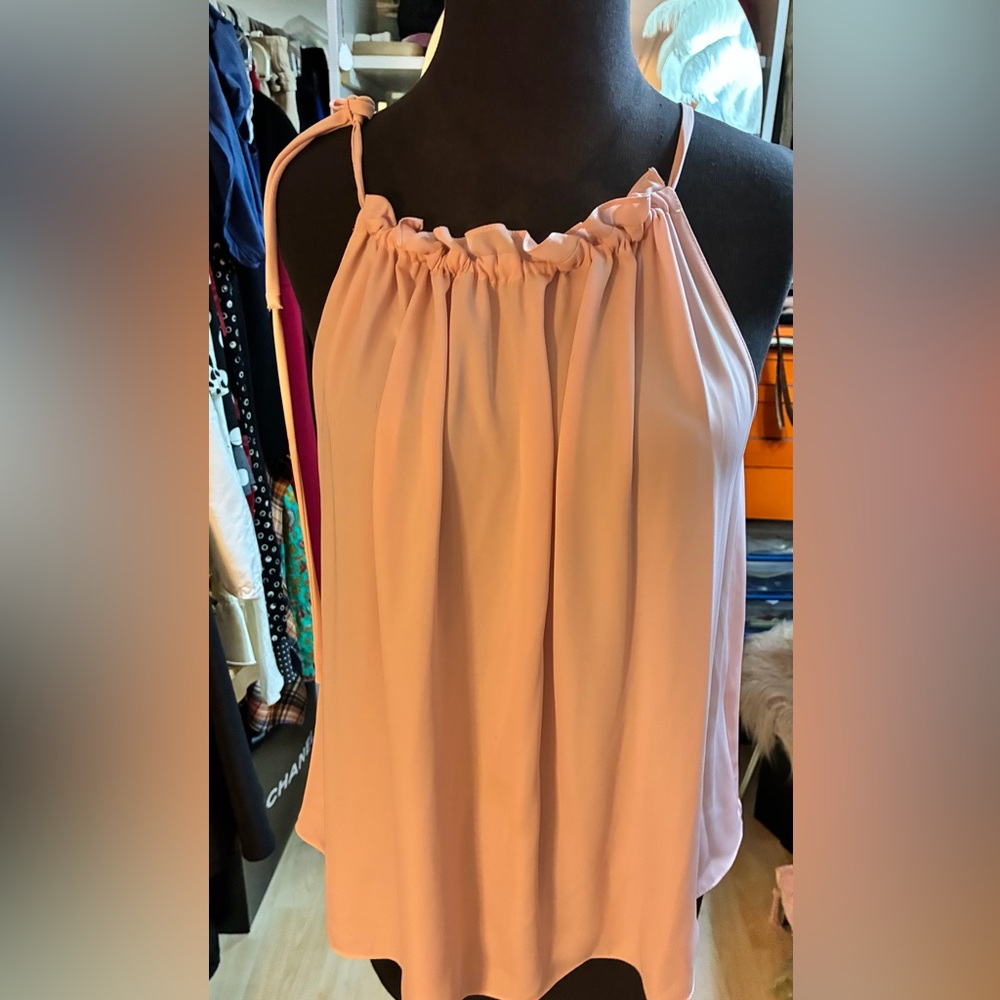 Blush Pink Tie-Strap Ruffled Tank Top - Picture 5 of 11